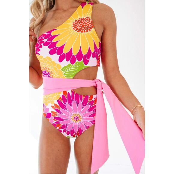 J. Marie Swimsuit Women’s Small Leilani Colorful Cutout Tie One Piece NWT - Picture 9 of 10
